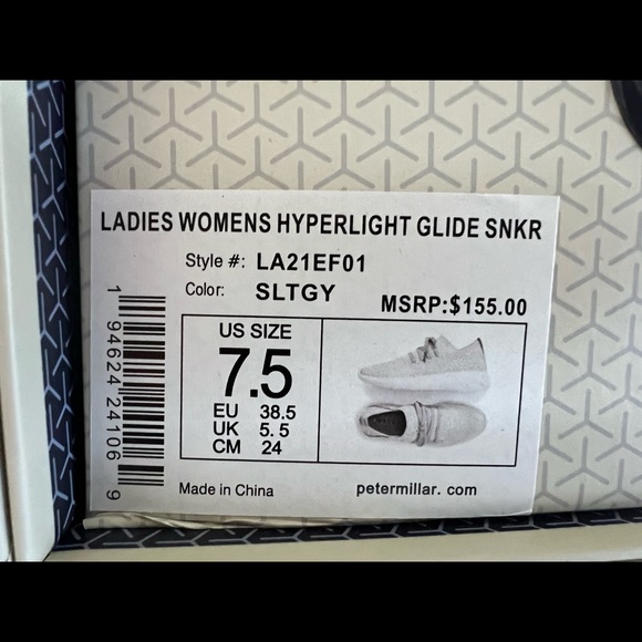 PETER MILLAR WOMENS HYPERLIGHT GLIDE LIGHTWEIGHT ATHLETIC GREY SNEAKERS - Picture 13 of 14